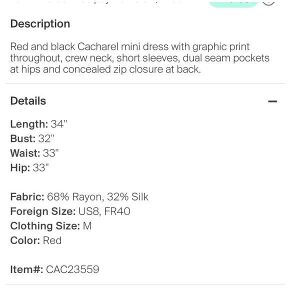 Cacharel mini dress with POCKETS!! - Picture 3 of 4